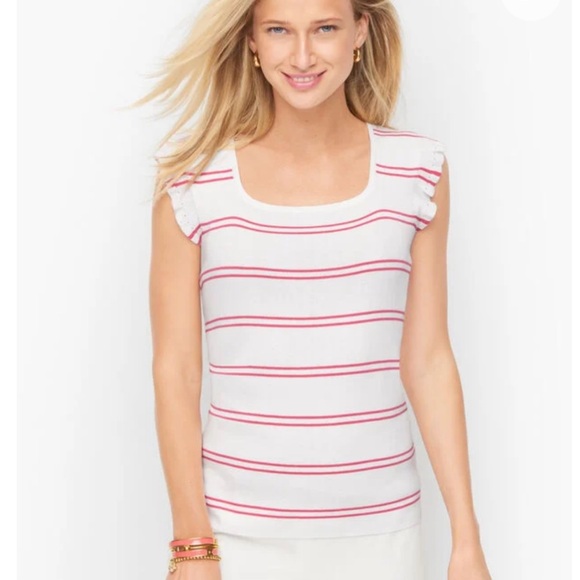 Talbots Ruffle Square Neck Tshirt 3XP - Picture 2 of 2